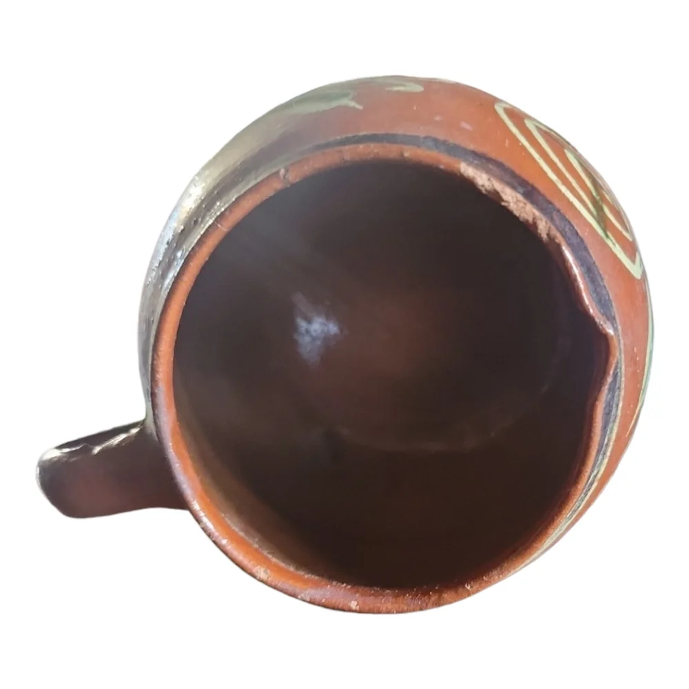 Vtg Mexican Clay Pottery Pitcher Creamer Planter Vase Terracotta Glazed Natural